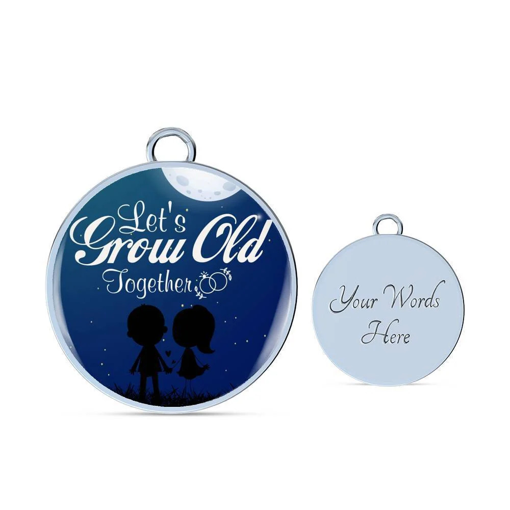 Let'S Grow Old Together Personalized Engraved Silver Circle Bangle Bracelet